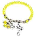 Happy Easter With Little Marshmallow Bunny Splash Of Color Crystal Bracelet