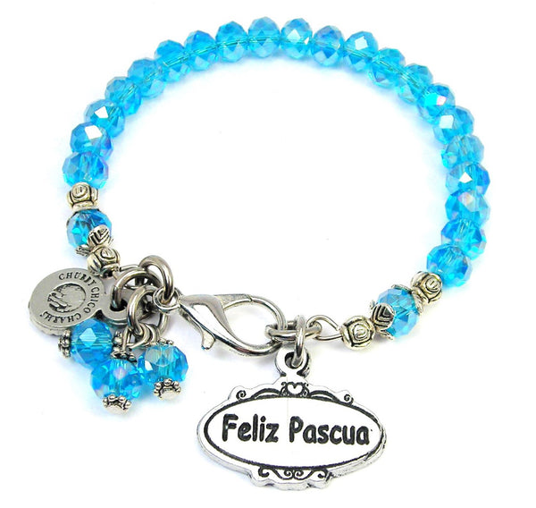 Feliz Pascua Oval Splash Of Color Crystal Bracelet