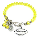 Feliz Pascua Oval Splash Of Color Crystal Bracelet