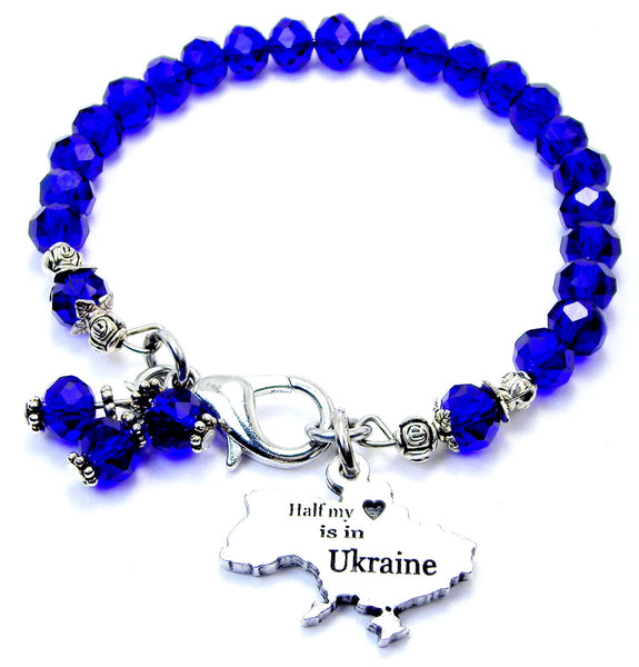 Half My Heart Is In Ukraine Splash Of Color Crystal Bracelet