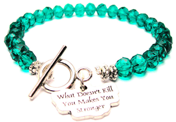 What Doesn't Kill You Makes You Stronger,  Stronger Charm,  Stronger Bracelet,  Stronger Jewelry,  Inspirational Bracelet,  Inspirational Jewelry,  Crystal Bracelet,  Toggle Bracelet