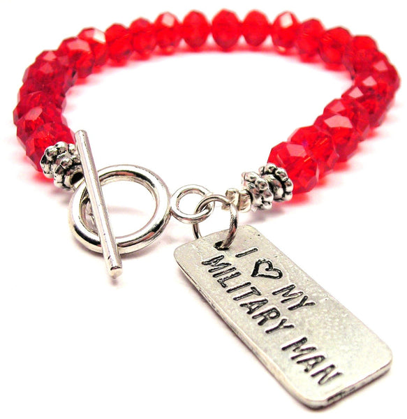 I Love My Military Man,  Military Charm,  Military Bracelet,  Military Jewelry,  Crystal Bracelet,  Toggle Bracelet