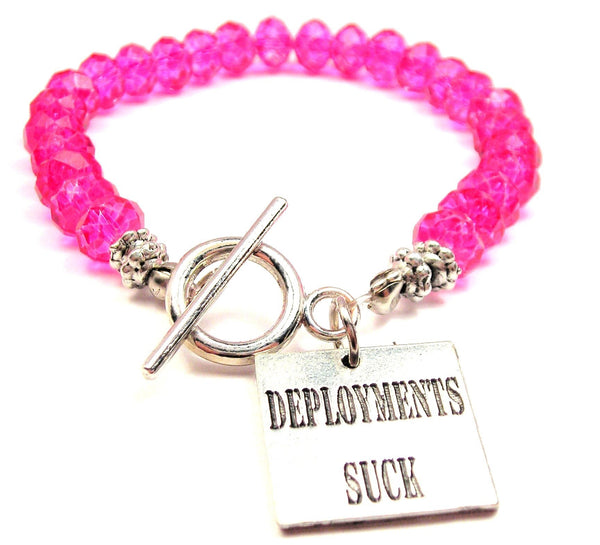 Deployments Suck,  Deployment Charm,  Deployment Bracelet,  Deployment Jewelry,  Military Charm,  Military Bracelet,  Military Jewelry,  Crystal Bracelet,  Toggle Bracelet