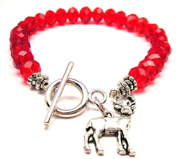 Deer Buck,  Deer Charm,  Deer Bracelet,  Deer Jewelry,  Crystal Bracelet,  Toggle Bracelet