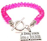 A Strong Woman Loves A Soldier,  Soldier Charm,  Soldier Bracelet,  Soldier Jewelry,  Military Charm,  Military Bracelet,  Military Jewelry,  Crystal Bracelet,  Toggle Bracelet