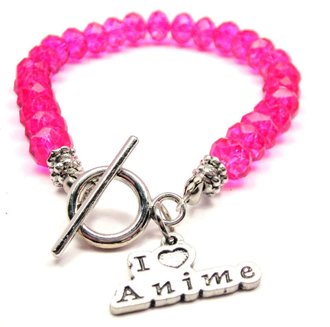 I Love Anime Crystal Beaded Toggle Style Bracelet