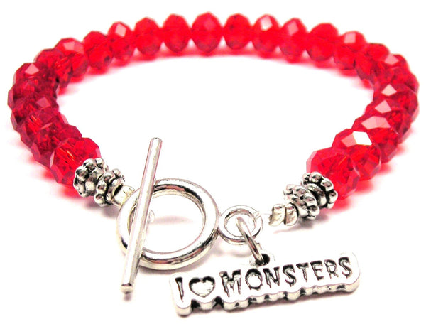 I Love Monsters Crystal Beaded Toggle Style Bracelet