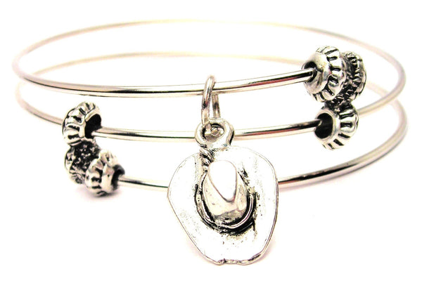 Cowboy Hat Triple Style Expandable Bangle Bracelet