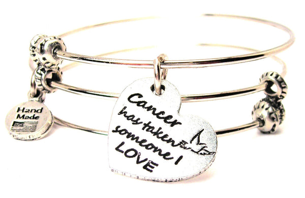 Cancer Has Taken Someone I Love Triple Style Expandable Bangle Bracelet