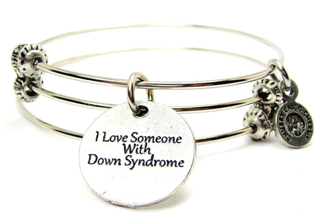 I Love Someone With Down Syndrome Triple Style Expandable Bangle Bracelet