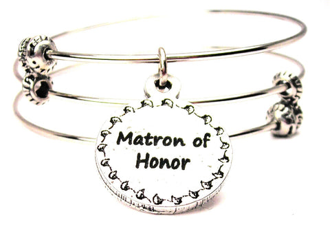 Matron Of Honor Circle Triple Style Expandable Bangle Bracelet