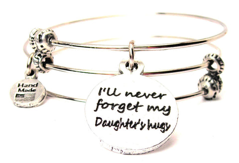 I'll Never Forget My Daughters Hugs Triple Style Expandable Bangle Bracelet