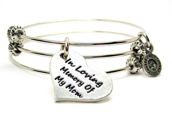 In Loving Memory Of My Mom Triple Style Expandable Bangle Bracelet