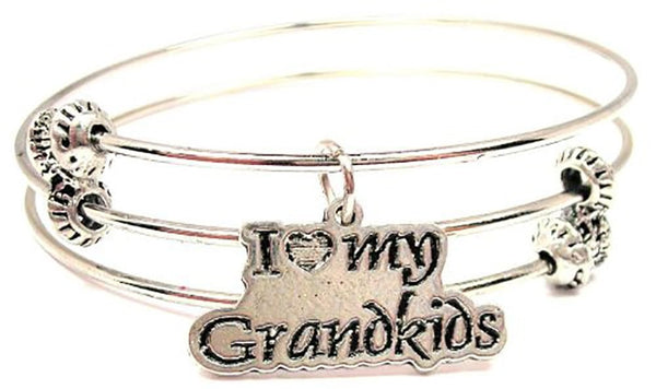 I Love My Grandkids Triple Style Expandable Bangle Bracelet