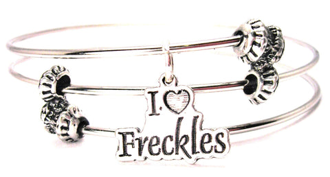 I Love Freckles Triple Style Expandable Bangle Bracelet