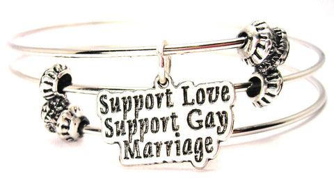 Support Love Support Gay Marriage Triple Style Expandable Bangle Bracelet