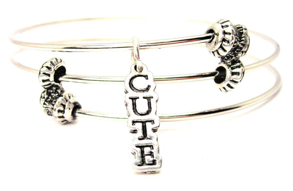 Cute Letters Going Down Triple Style Expandable Bangle Bracelet