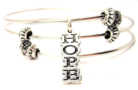 Hope Letters Going Down Triple Style Expandable Bangle Bracelet