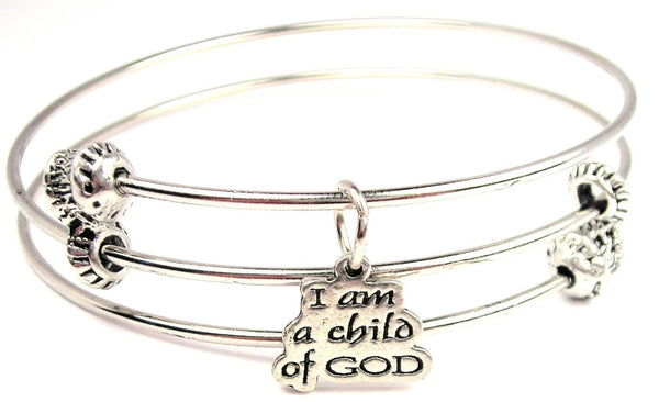 I Am A Child Of God Triple Style Expandable Bangle Bracelet