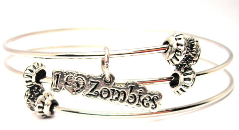 I Love Zombies Triple Style Expandable Bangle Bracelet