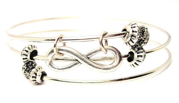 Infinity Symbol Charm Triple Style Expandable Bangle Bracelet