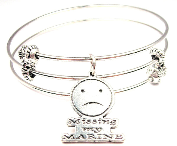 Missing My Marine Triple Style Expandable Bangle Bracelet