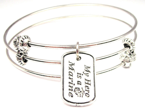 My Hero Is A Marine Triple Style Expandable Bangle Bracelet