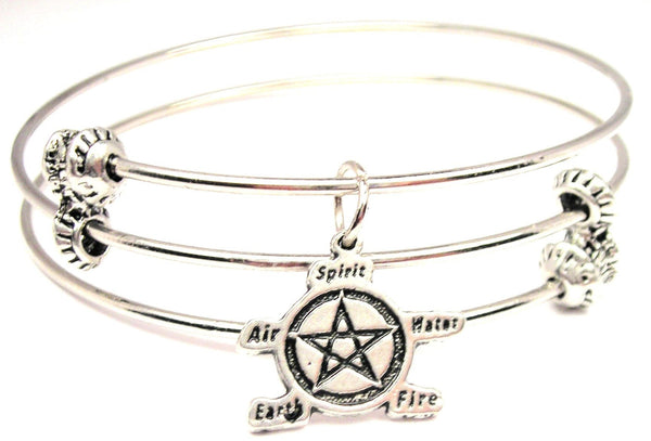 Natures Elements Pentacle Triple Style Expandable Bangle Bracelet