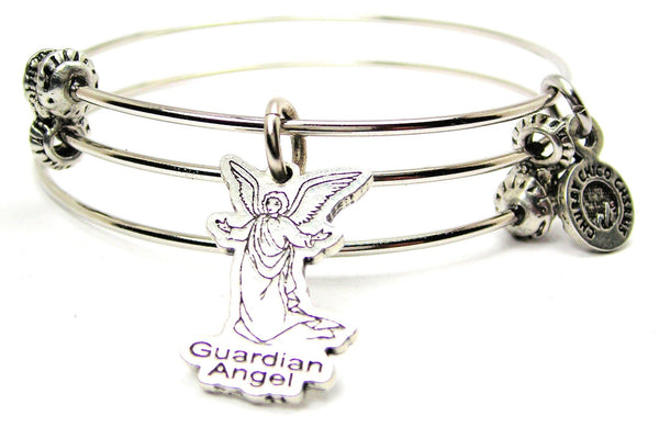 Guardian Angel Triple Style Expandable Bangle Bracelet