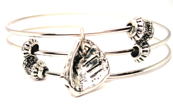 Small Baseball Glove Triple Style Expandable Bangle Bracelet