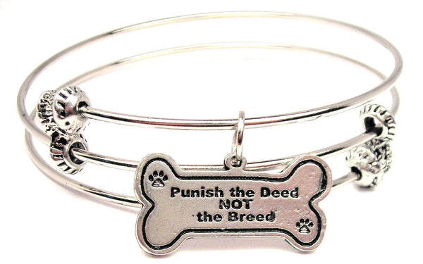 Punish The Deed Not The Breed Triple Style Expandable Bangle Bracelet