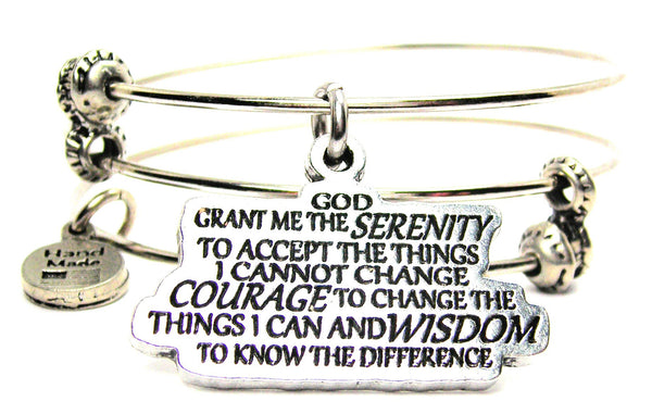 Serenity Prayer Triple Style Expandable Bangle Bracelet