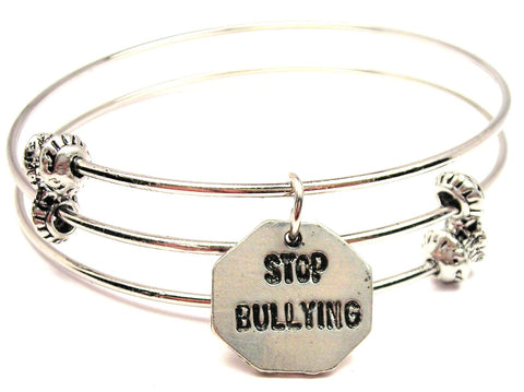 Stop Bullying Triple Style Expandable Bangle Bracelet