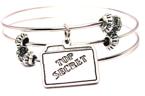 Top Secret File Triple Style Expandable Bangle Bracelet