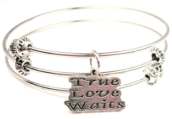 True Love Waits Triple Style Expandable Bangle Bracelet