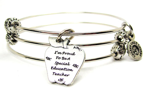 I'm Proud To Be A Special Education Teacher Triple Style Expandable Bangle Bracelet