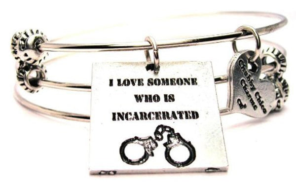 I Love Someone Who Is Incarcerated Triple Style Expandable Bangle Bracelet