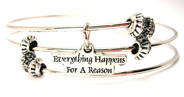 Everything Happens For A Reason Triple Style Expandable Bangle Bracelet