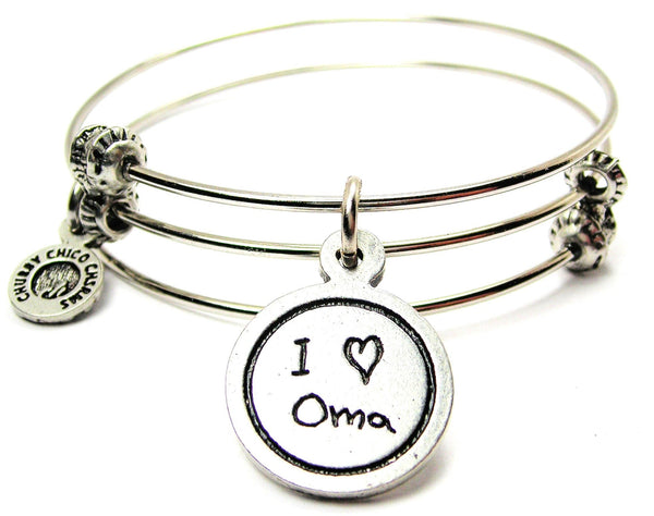 I Love Oma Child Handwriting Triple Style Expandable Bangle Bracelet