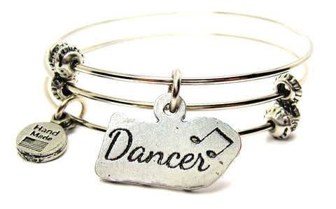 Dancer With Music Notes Triple Style Expandable Bangle Bracelet