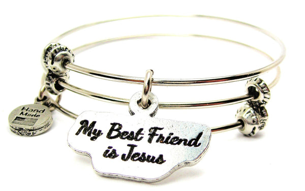 My Best Friend Is Jesus Triple Style Expandable Bangle Bracelet