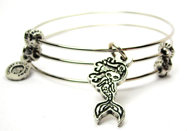 Cute Little Mermaid Triple Style Expandable Bangle Bracelet