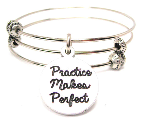 Practice Makes Perfect Triple Style Expandable Bangle Bracelet