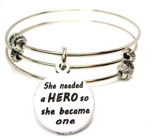 She Needed A Hero So She Became One Triple Style Expandable Bangle Bracelet