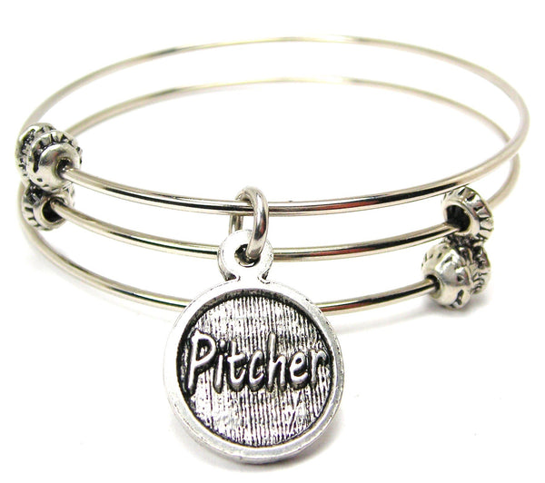 Pitcher Triple Style Expandable Bangle Bracelet