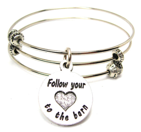 Follow Your Heart To The Bard Triple Style Expandable Bangle Bracelet