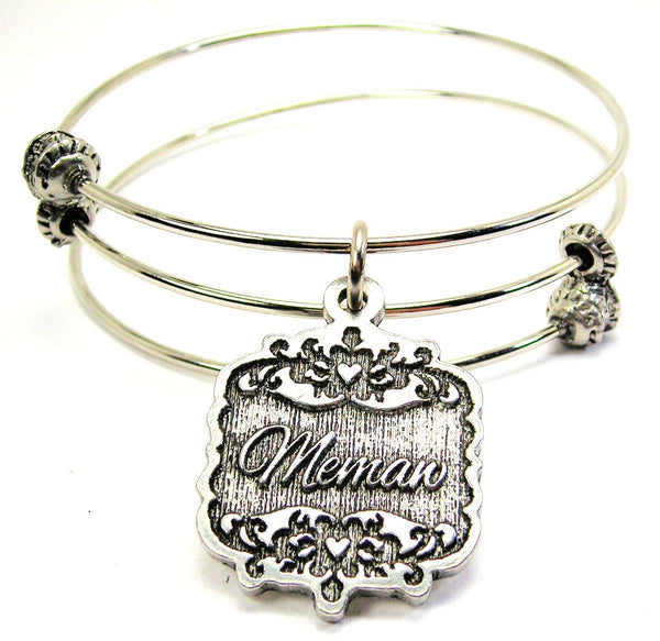 Memaw Victorian Scroll Triple Style Expandable Bangle Bracelet