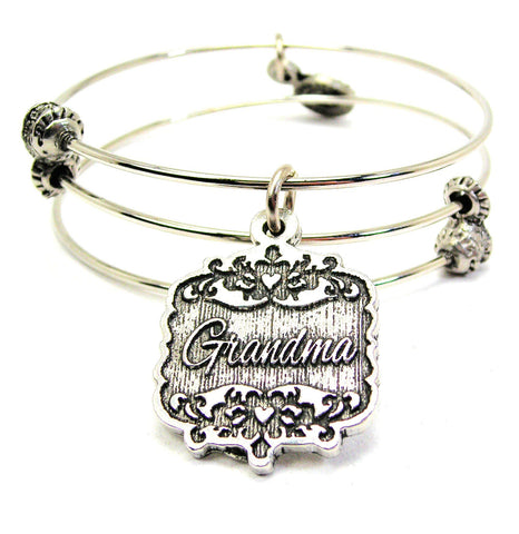 Great Aunt Victorian Scroll Triple Style Expandable Bangle Bracelet