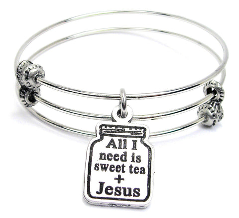 All I Need Is Sweet Tea And Jesus Triple Style Expandable Bangle Bracelet