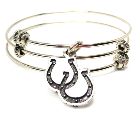 Double Horseshoes Triple Style Expandable Bangle Bracelet